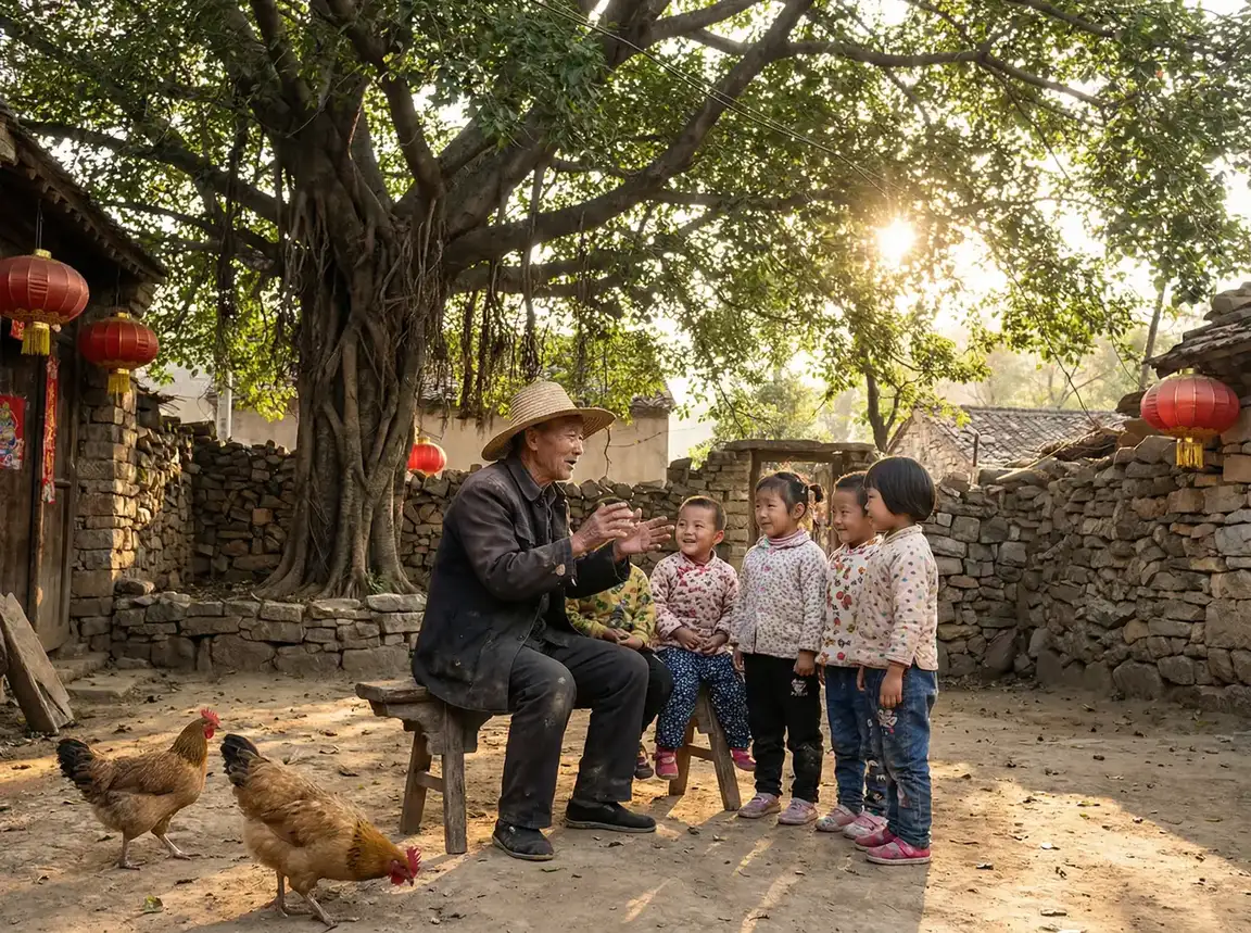 老人在大榕树下给孩子们讲故事 - 非缘勿扰电视剧全集下载 乡村记忆